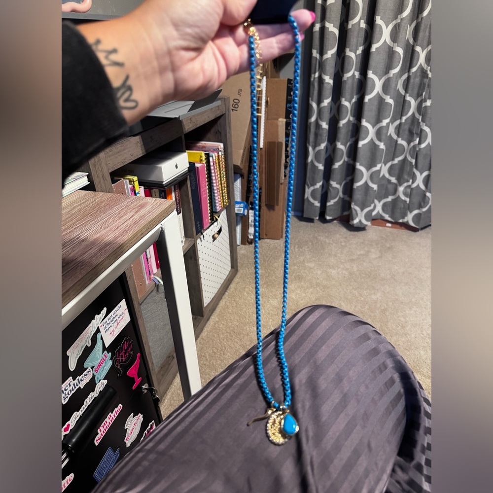 Torrid Blue and Gold Beaded Necklace